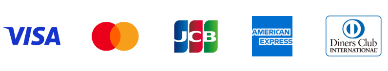 VISA, MasterCard, JCB, AMERICAN EXPRESS, Diners Club
